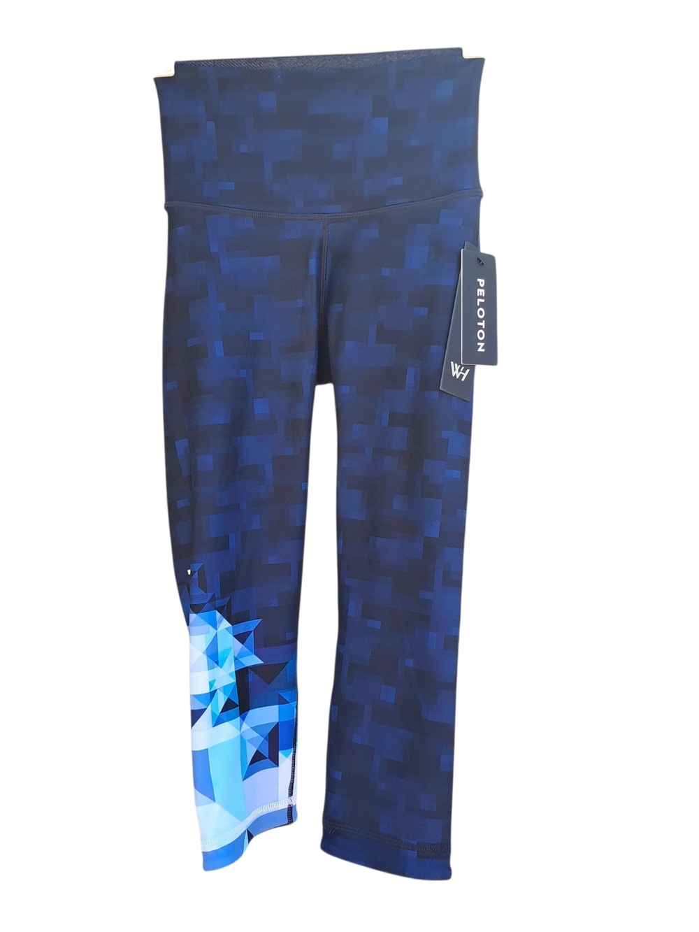 Peloton Leggings XS High Rise Blue Pattern Workout Athletic Capri NWT